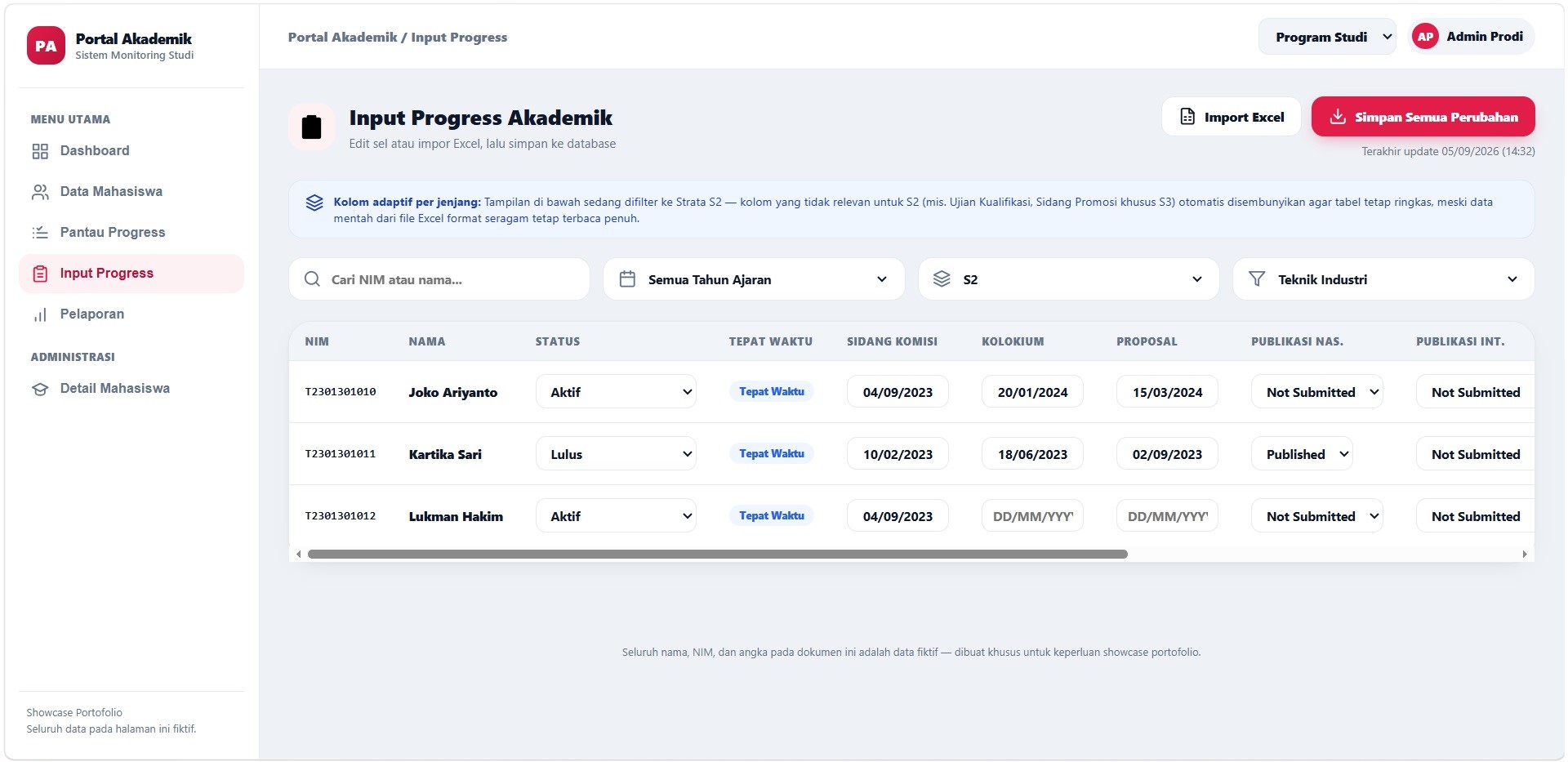 Input progres di aplikasi Grad-Accell